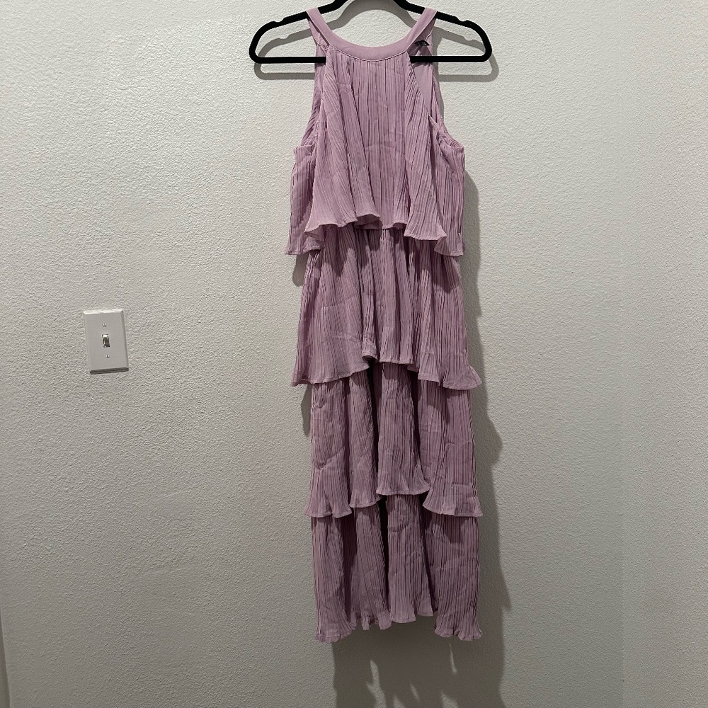 Long Purple Ruffle Tiered Dress